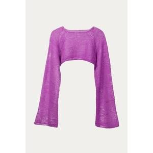 NEW KETEVANNA phoebe crop knit top in raspberry wine